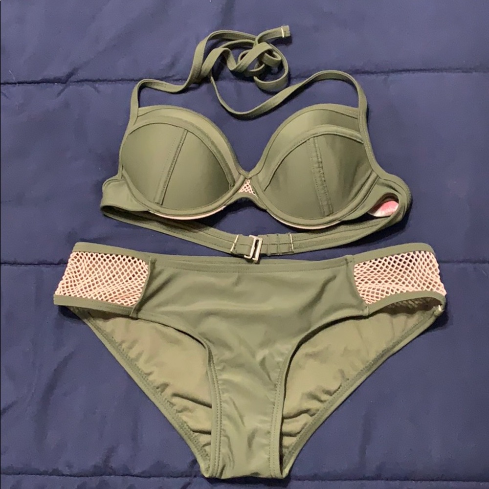 Army green swim suit